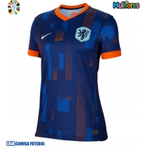 Camisa de Futebol Holanda Equipamento Secundário Mulheres Europeu 2024 Manga Curta